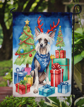 Load image into Gallery viewer, Chinese Crested Christmas Garden Flag – Dog in Reindeer Antlers with Tree &amp; Gifts