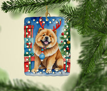 Load image into Gallery viewer, Chow Chow Christmas Reindeer Porcelain Ornament