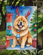 Load image into Gallery viewer, Chow Chow Christmas Garden Flag – Dog in Reindeer Antlers with Tree &amp; Gifts