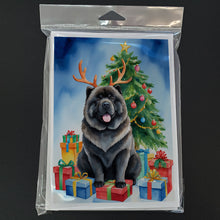 Load image into Gallery viewer, Black Chow Chow Christmas Reindeer Greeting Cards - Blank Note Cards – 8-Pack of Artist-Designed Cards with Envelopes