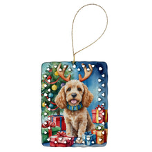 Load image into Gallery viewer, Cockapoo Christmas Reindeer Porcelain Ornament