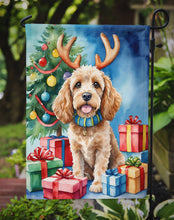 Load image into Gallery viewer, Cockapoo Christmas Garden Flag – Dog in Reindeer Antlers with Tree &amp; Gifts