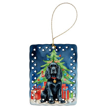 Load image into Gallery viewer, Black Cocker Spaniel Christmas Reindeer Porcelain Ornament