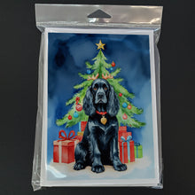 Load image into Gallery viewer, Black Cocker Spaniel Christmas Reindeer Greeting Cards - Blank Note Cards – 8-Pack of Artist-Designed Cards with Envelopes
