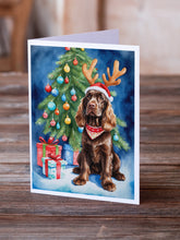 Load image into Gallery viewer, Chocolate Cocker Spaniel Christmas Reindeer Greeting Cards - Blank Note Cards – 8-Pack of Artist-Designed Cards with Envelopes
