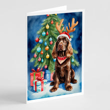 Load image into Gallery viewer, Chocolate Cocker Spaniel Christmas Reindeer Greeting Cards - Blank Note Cards – 8-Pack of Artist-Designed Cards with Envelopes