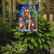 Load image into Gallery viewer, Cocker Spaniel Christmas Garden Flag – Dog in Reindeer Antlers with Tree &amp; Gifts