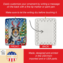 Load image into Gallery viewer, Collie Christmas Reindeer Porcelain Ornament