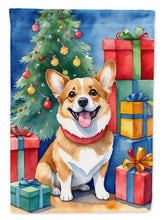 Load image into Gallery viewer, Corgi Christmas Garden Flag – Dog in Reindeer Antlers with Tree &amp; Gifts