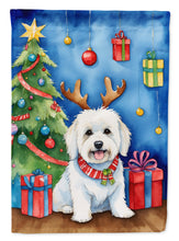 Load image into Gallery viewer, Coton de Tulear Christmas Garden Flag – Dog in Reindeer Antlers with Tree &amp; Gifts