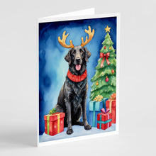 Load image into Gallery viewer, Curly-Coated Retriever Christmas Reindeer Greeting Cards - Blank Note Cards – 8-Pack of Artist-Designed Cards with Envelopes