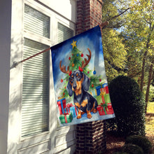 Load image into Gallery viewer, Black and Tan Dachshund Christmas Reindeer House Flag