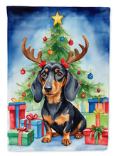 Load image into Gallery viewer, Black and Tan Dachshund Christmas Reindeer House Flag