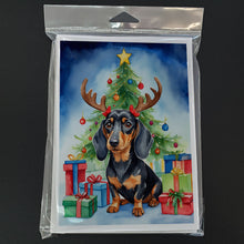 Load image into Gallery viewer, Black and Tan Dachshund Christmas Reindeer Greeting Cards - Blank Note Cards – 8-Pack of Artist-Designed Cards with Envelopes