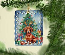 Load image into Gallery viewer, Dachshund Christmas Reindeer Porcelain Ornament