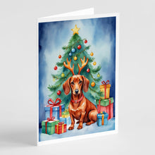 Load image into Gallery viewer, Dachshund Christmas Reindeer Greeting Cards - Blank Note Cards – 8-Pack of Artist-Designed Cards with Envelopes