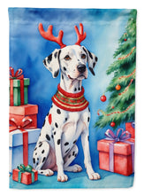 Load image into Gallery viewer, Dalmatian Christmas Garden Flag – Dog in Reindeer Antlers with Tree &amp; Gifts