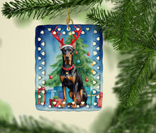 Load image into Gallery viewer, Doberman Pinscher Christmas Reindeer Porcelain Ornament