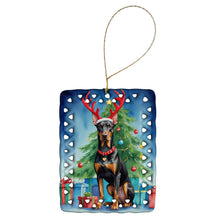 Load image into Gallery viewer, Doberman Pinscher Christmas Reindeer Porcelain Ornament