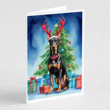 Load image into Gallery viewer, Doberman Pinscher Christmas Reindeer Greeting Cards - Blank Note Cards – 8-Pack of Artist-Designed Cards with Envelopes