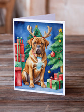 Load image into Gallery viewer, Dogue de Bordeaux Christmas Reindeer Greeting Cards - Blank Note Cards – 8-Pack of Artist-Designed Cards with Envelopes