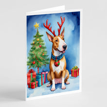Load image into Gallery viewer, Bull Terrier Christmas Reindeer Greeting Cards - Blank Note Cards – 8-Pack of Artist-Designed Cards with Envelopes