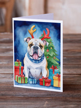 Load image into Gallery viewer, White English Bulldog Christmas Reindeer Greeting Cards - Blank Note Cards – 8-Pack of Artist-Designed Cards with Envelopes