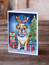 Load image into Gallery viewer, English Bulldog Christmas Reindeer Greeting Cards - Blank Note Cards – 8-Pack of Artist-Designed Cards with Envelopes