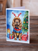 Load image into Gallery viewer, English Cocker Spaniel Christmas Reindeer Greeting Cards - Blank Note Cards – 8-Pack of Artist-Designed Cards with Envelopes