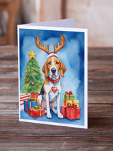 Load image into Gallery viewer, English Foxhound Christmas Reindeer Greeting Cards - Blank Note Cards – 8-Pack of Artist-Designed Cards with Envelopes