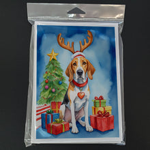 Load image into Gallery viewer, English Foxhound Christmas Reindeer Greeting Cards - Blank Note Cards – 8-Pack of Artist-Designed Cards with Envelopes