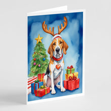 Load image into Gallery viewer, English Foxhound Christmas Reindeer Greeting Cards - Blank Note Cards – 8-Pack of Artist-Designed Cards with Envelopes