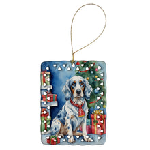 Load image into Gallery viewer, English Setter Christmas Reindeer Porcelain Ornament