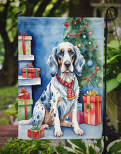 Load image into Gallery viewer, English Setter Christmas Garden Flag – Dog in Reindeer Antlers with Tree &amp; Gifts