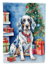 Load image into Gallery viewer, English Setter Christmas Garden Flag – Dog in Reindeer Antlers with Tree &amp; Gifts