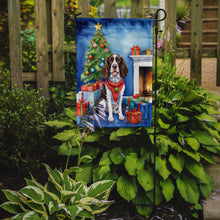 Load image into Gallery viewer, English Springer Spaniel Christmas Garden Flag – Dog in Reindeer Antlers with Tree &amp; Gifts