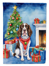 Load image into Gallery viewer, English Springer Spaniel Christmas Garden Flag – Dog in Reindeer Antlers with Tree &amp; Gifts
