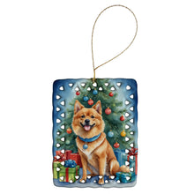 Load image into Gallery viewer, Finnish Spitz Christmas Reindeer Porcelain Ornament
