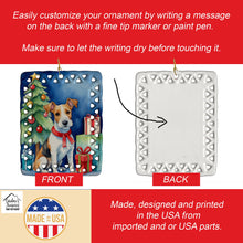 Load image into Gallery viewer, Fox Terrier Christmas Reindeer Porcelain Ornament