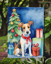 Load image into Gallery viewer, Fox Terrier Christmas Garden Flag – Dog in Reindeer Antlers with Tree &amp; Gifts