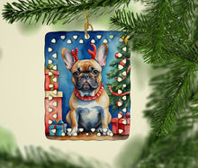 Load image into Gallery viewer, French Bulldog Christmas Reindeer Porcelain Ornament