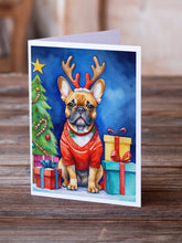 Load image into Gallery viewer, French Bulldog Christmas Reindeer Greeting Cards - Blank Note Cards – 8-Pack of Artist-Designed Cards with Envelopes