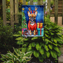 Load image into Gallery viewer, French Bulldog Christmas Garden Flag – Dog in Reindeer Antlers with Tree &amp; Gifts