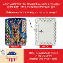 Load image into Gallery viewer, German Shepherd Christmas Reindeer Porcelain Ornament