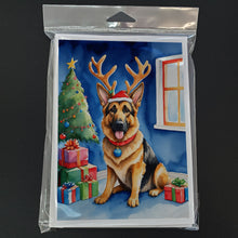 Load image into Gallery viewer, German Shepherd Christmas Reindeer Greeting Cards - Blank Note Cards – 8-Pack of Artist-Designed Cards with Envelopes