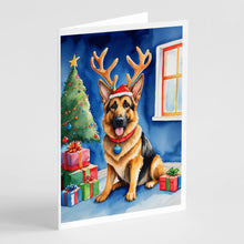 Load image into Gallery viewer, German Shepherd Christmas Reindeer Greeting Cards - Blank Note Cards – 8-Pack of Artist-Designed Cards with Envelopes