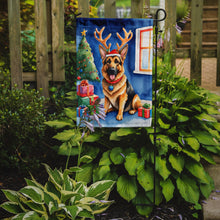 Load image into Gallery viewer, German Shepherd Christmas Garden Flag – Dog in Reindeer Antlers with Tree &amp; Gifts