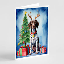 Load image into Gallery viewer, German Shorthaired Pointer Christmas Reindeer Greeting Cards - Blank Note Cards – 8-Pack of Artist-Designed Cards with Envelopes