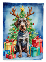 Load image into Gallery viewer, German Wirehaired Pointer Christmas Garden Flag – Dog in Reindeer Antlers with Tree &amp; Gifts