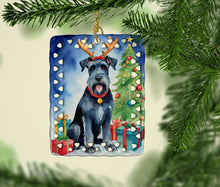 Load image into Gallery viewer, Giant Schnauzer Pointer Christmas Reindeer Porcelain Ornament